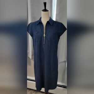 Anne Klein Denim Shift Dress Zip Front Sz 4